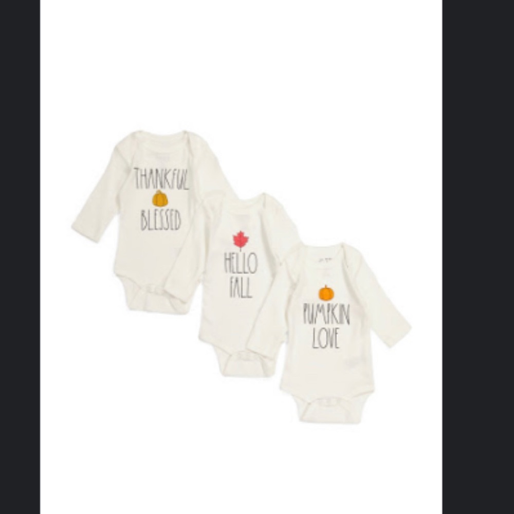 Rae dunn 3pk fall‎ bodysuit set